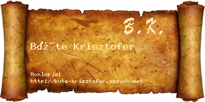 Büte Krisztofer névjegykártya